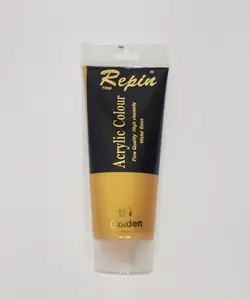 رنگ اکریلیک تیوپی ۷۵ میل ریپین-طلایی متالیک