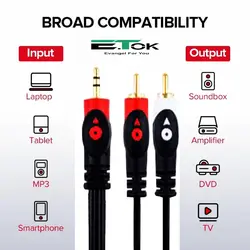 کابل 1 به 2 صدا ایتوک مدل ET-A111 طول 1.5 مترE.TOK