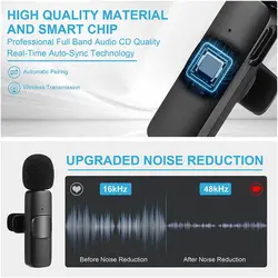 میکروفون یقه ای بی سیم مدل K9 Dual Type-C بسته 2 عددی