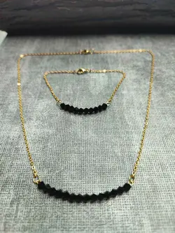 خرید و قیمت دستبند و گردنبند نیم ست کریستالی خم + رنگ بندی