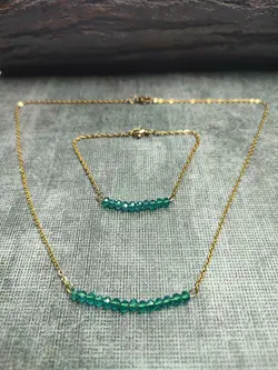 خرید و قیمت دستبند و گردنبند نیم ست کریستالی خم + رنگ بندی