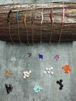 خرید و قیمت دستبند و گردنبند نیم ست کریستالی خم + رنگ بندی