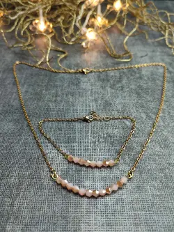 خرید و قیمت دستبند و گردنبند نیم ست کریستالی خم + رنگ بندی