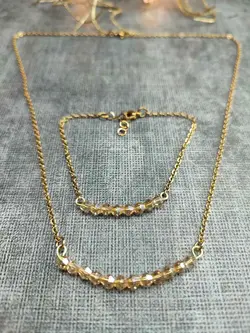 خرید و قیمت دستبند و گردنبند نیم ست کریستالی خم + رنگ بندی