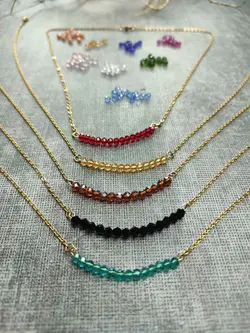 خرید و قیمت دستبند و گردنبند نیم ست کریستالی خم + رنگ بندی