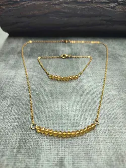 خرید و قیمت دستبند و گردنبند نیم ست کریستالی خم + رنگ بندی