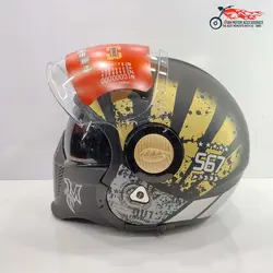 کلاه کاسکت استریت فک جدا شونده QIKE – مشکی و طلایی مات