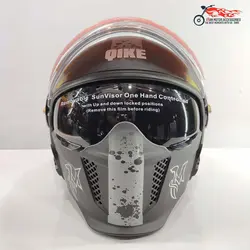 کلاه کاسکت استریت فک جدا شونده QIKE – مشکی و طلایی مات