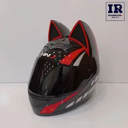 کلاه کاسکت خرگوشی دخترانه اچ ان جی HNJ مشکی قرمز