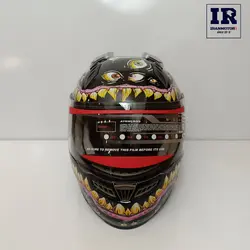 کلاه کاسکت گوش دار فک ثابت malushed مشکی طرح‌ دار