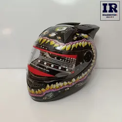 کلاه کاسکت گوش دار فک ثابت malushed مشکی طرح‌ دار