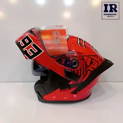 کلاه کاسکت فک متحرک QIKE کایک – قرمز طرح دار