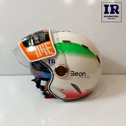 کلاه کاسکت وسپایی beon بیون عینک دار – سفید طرح پرچم ایتالیا