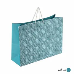 ساک دستی آماده گلاسه بسکت سبز آبی ابعاد 14*32*42