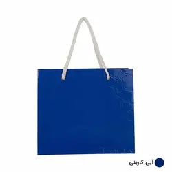 ساک دستی آماده گلاسه پوست ماری آبی کاربنی ابعاد 7*15*17