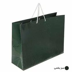 ساک دستی آماده گلاسه پوست ماری سبز یشمی ابعاد 14*32*42