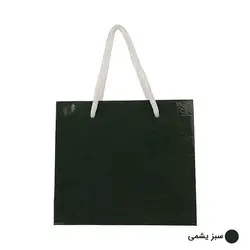 ساک دستی آماده گلاسه پوست ماری سبز یشمی ابعاد 7*15*17