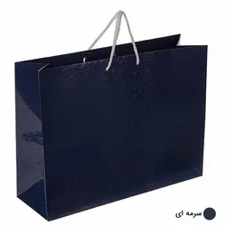 ساک دستی آماده گلاسه پوست ماری سرمه ای ابعاد 14*32*42