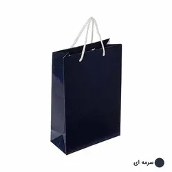 ساک دستی آماده گلاسه پوست ماری سرمه ای ابعاد 9*30*20