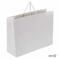 ساک دستی آماده گلاسه پوست ماری سفید ابعاد 14*32*42