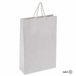 ساک دستی آماده گلاسه پوست ماری سفید ابعاد 9*38*25