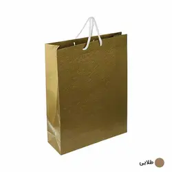 ساک دستی آماده گلاسه پوست ماری طلایی ابعاد 11*42*32