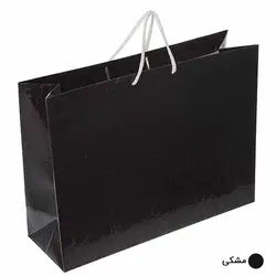 ساک دستی آماده گلاسه پوست ماری مشکی ابعاد 14*32*42