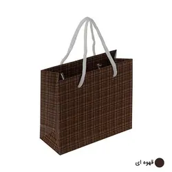 ساک دستی آماده گلاسه پیچازی قهوه ای ابعاد 7*15*17