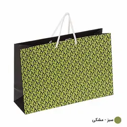 ساک دستی آماده گلاسه دلتا سبز-مشکی ابعاد 12*24*36