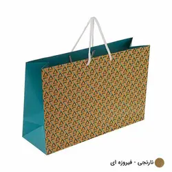 ساک دستی آماده گلاسه دلتا نارنجی-فیروزه ای ابعاد 12*24*36