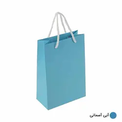 ساک دستی آماده گلاسه ساده آبی آسمانی ابعاد 8*24*16