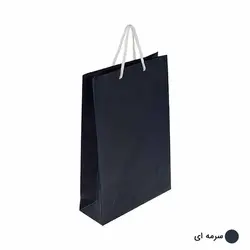 ساک دستی آماده گلاسه ساده سرمه ای ابعاد 9*38*25