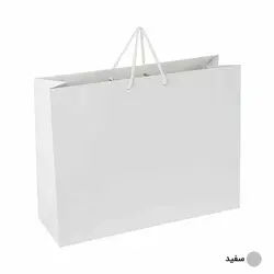 ساک دستی آماده گلاسه ساده سفید ابعاد 14*32*42
