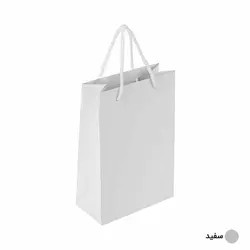 ساک دستی آماده گلاسه ساده سفید ابعاد 8*24*16