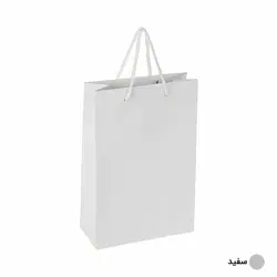 ساک دستی آماده گلاسه ساده سفید ابعاد 9*30*20