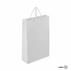 ساک دستی آماده گلاسه ساده سفید ابعاد 9*38*25