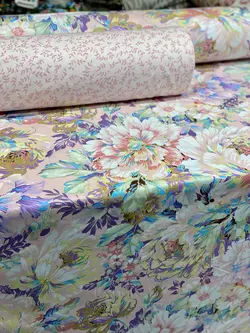 ملحفه کتان نخ فیلور طرح اسپرینگ وان گلدار روشن