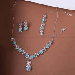 سرویس فیروزه کلکسیونی زنانه کد 10463 - جواهری مشاهیر