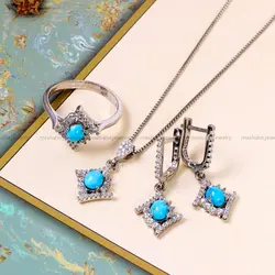 نیم ست فیروزه زنانه کد 14717 - جواهری مشاهیر