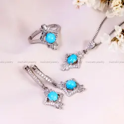 نیم ست فیروزه زنانه کد 14719 - جواهری مشاهیر