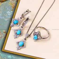 نیم ست فیروزه زنانه کد 14712 - جواهری مشاهیر