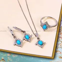 نیم ست فیروزه زنانه کد 14709 - جواهری مشاهیر