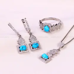 نیم ست فیروزه زنانه کد 14681 - جواهری مشاهیر