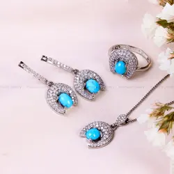 نیم ست فیروزه زنانه کد 14680 - جواهری مشاهیر