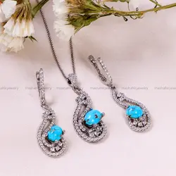 نیم ست فیروزه زنانه کد 14703 - جواهری مشاهیر