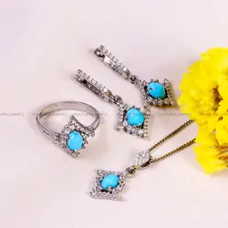 نیم ست فیروزه زنانه کد 14697 - جواهری مشاهیر