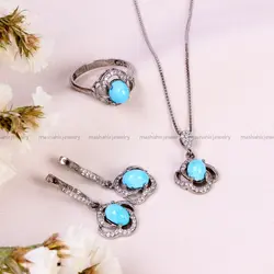 نیم ست فیروزه زنانه کد 14691 - جواهری مشاهیر