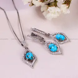 نیم ست فیروزه زنانه کد 14687 - جواهری مشاهیر