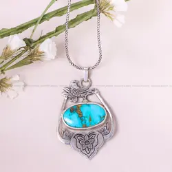 گردنبند فیروزه شجری زنانه کد 12094 - جواهری مشاهیر