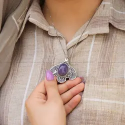 گردنبند عقیق سوسنی زنانه کد 12057 - جواهری مشاهیر